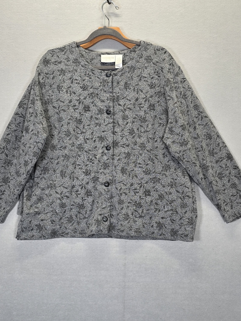 Liz Claiborne Elizabeth Petite Women's Cardigan 2 Piece Petite 2 Black Gray